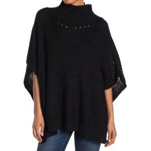 NEW DAVID AND YOUNG Black Ribbed Thick Knit Poncho